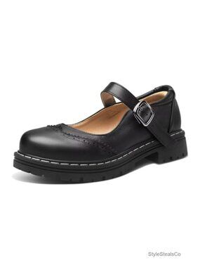 Gothic Mary Jane Oxford Flat Shoes with Ankle Ties, Round Toe, Platform Sole,